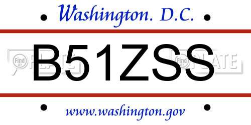 B51ZSS District Of Columbia License Plate