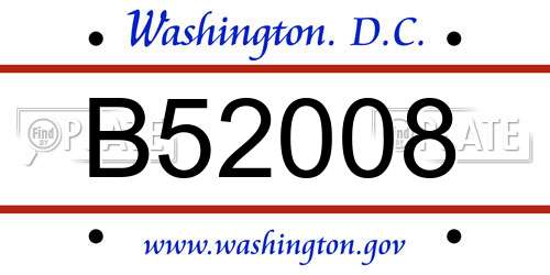 B52008 District Of Columbia License Plate