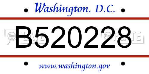 B520228 District Of Columbia License Plate