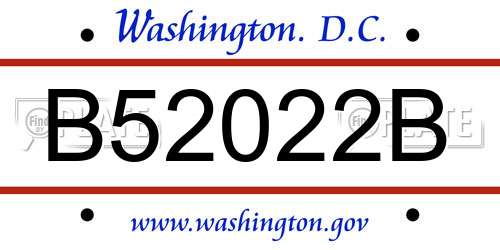 B52022B District Of Columbia License Plate
