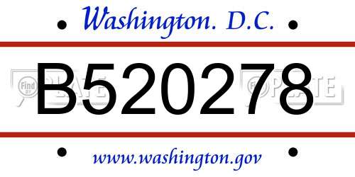 B520278 District Of Columbia License Plate