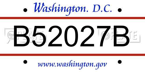 B52027B District Of Columbia License Plate