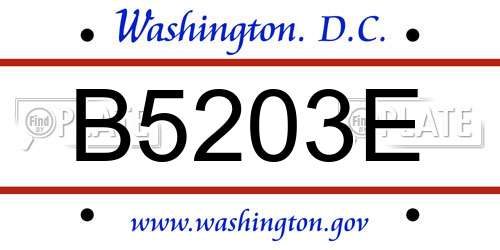 B5203E District Of Columbia License Plate