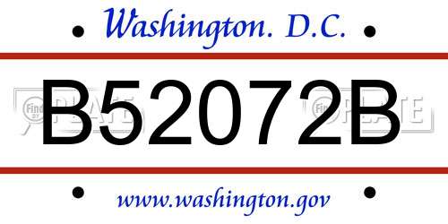 B52072B District Of Columbia License Plate