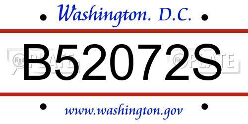 B52072S District Of Columbia License Plate