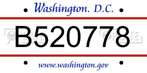 B520778 District Of Columbia License Plate