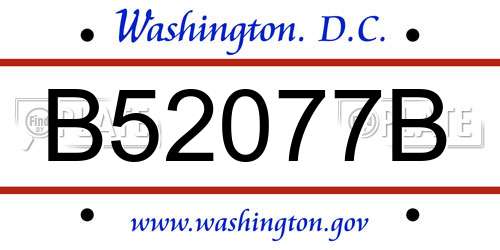B52077B District Of Columbia License Plate