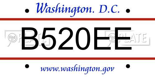 B520EE District Of Columbia License Plate