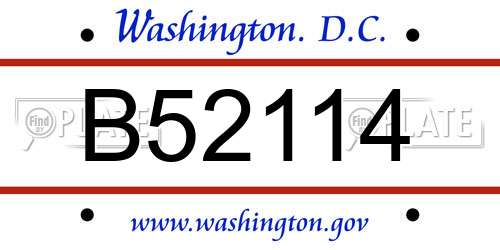 B52114 District Of Columbia License Plate