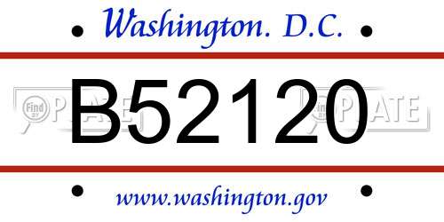 B52120 District Of Columbia License Plate