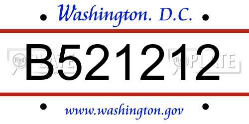 B521212 District Of Columbia License Plate