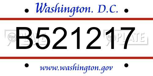 B521217 District Of Columbia License Plate