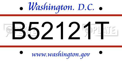 B52121T District Of Columbia License Plate