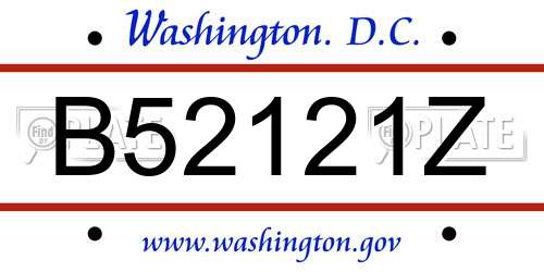 B52121Z District Of Columbia License Plate