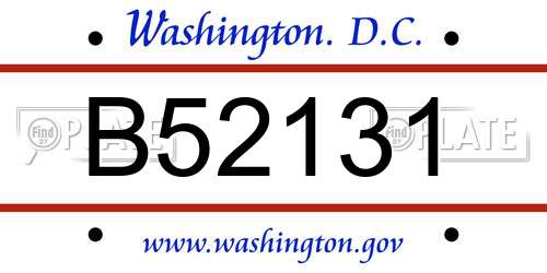B52131 District Of Columbia License Plate