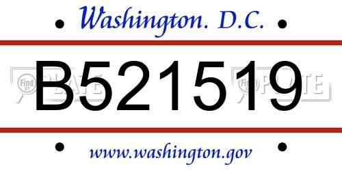 B521519 District Of Columbia License Plate