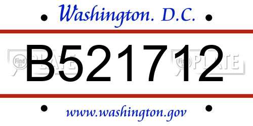 B521712 District Of Columbia License Plate