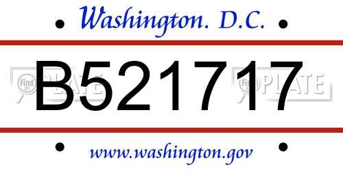 B521717 District Of Columbia License Plate
