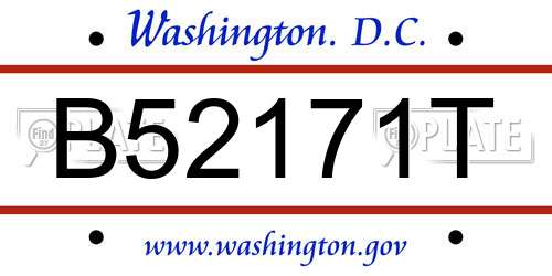 B52171T District Of Columbia License Plate