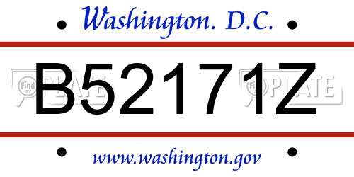 B52171Z District Of Columbia License Plate