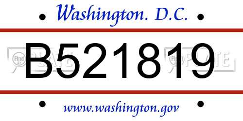 B521819 District Of Columbia License Plate