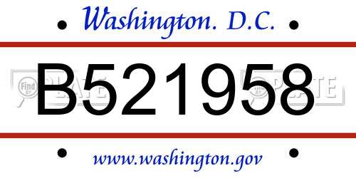 B521958 District Of Columbia License Plate
