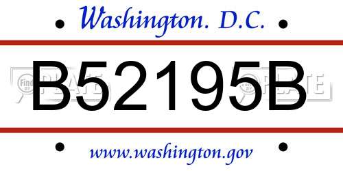 B52195B District Of Columbia License Plate
