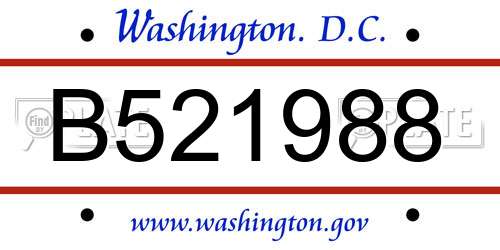 B521988 District Of Columbia License Plate