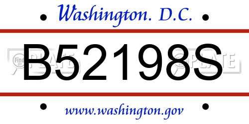 B52198S District Of Columbia License Plate