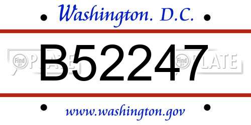 B52247 District Of Columbia License Plate