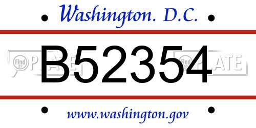 B52354 District Of Columbia License Plate