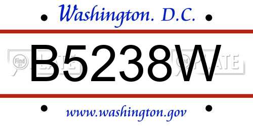B5238W District Of Columbia License Plate