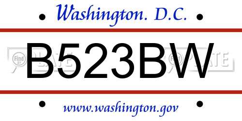 B523BW District Of Columbia License Plate