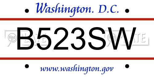 B523SW District Of Columbia License Plate