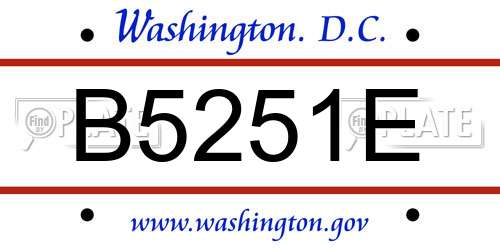 B5251E District Of Columbia License Plate