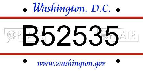 B52535 District Of Columbia License Plate