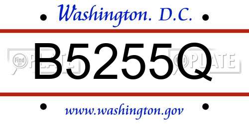 B5255Q District Of Columbia License Plate