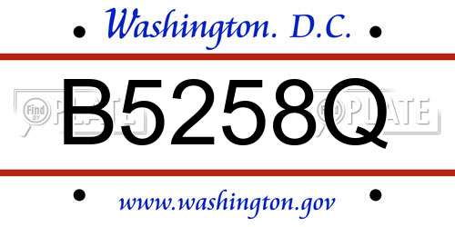B5258Q District Of Columbia License Plate
