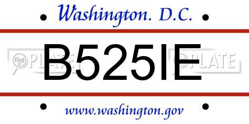 B525IE District Of Columbia License Plate