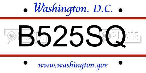 B525SQ District Of Columbia License Plate