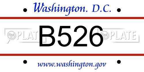 B526 District Of Columbia License Plate