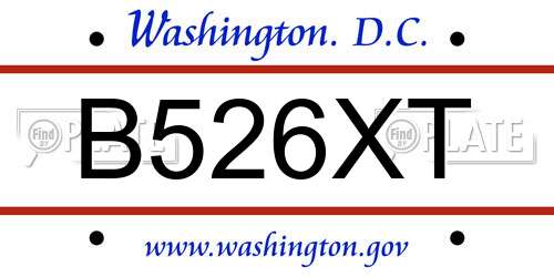 B526XT District Of Columbia License Plate