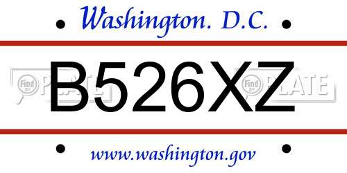 B526XZ District Of Columbia License Plate
