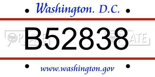 B52838 District Of Columbia License Plate