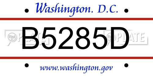 B5285D District Of Columbia License Plate