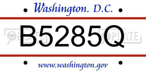 B5285Q District Of Columbia License Plate