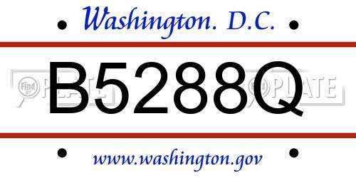 B5288Q District Of Columbia License Plate
