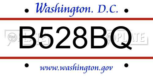 B528BQ District Of Columbia License Plate