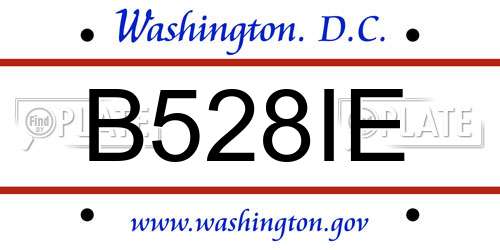 B528IE District Of Columbia License Plate