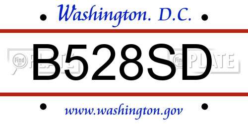 B528SD District Of Columbia License Plate